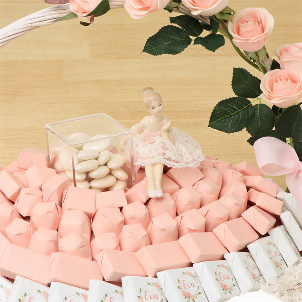 Baby girl personalized ballerina decorated chocolate large basket