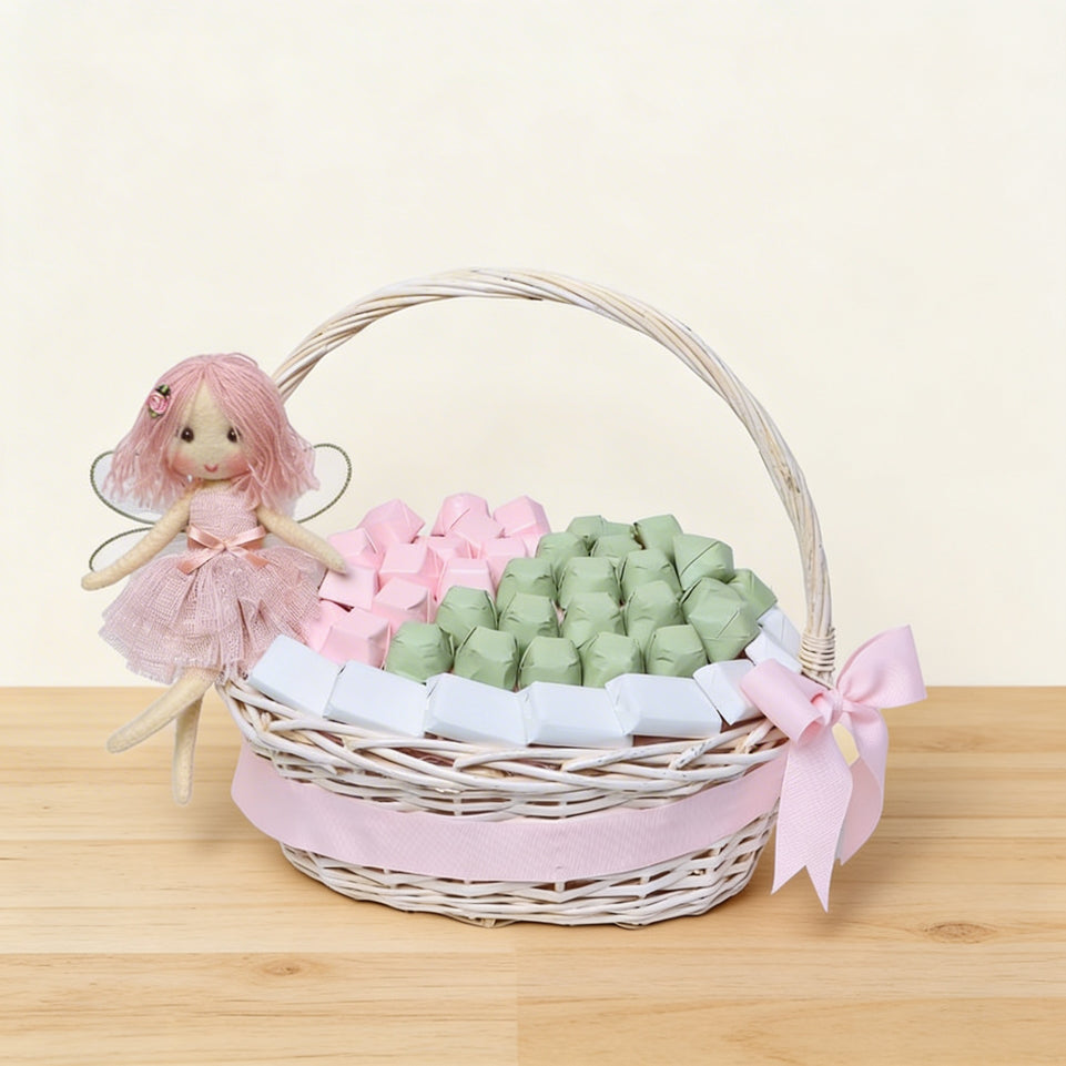 Baby girl fairy toy decorated premium chocolate medium basket