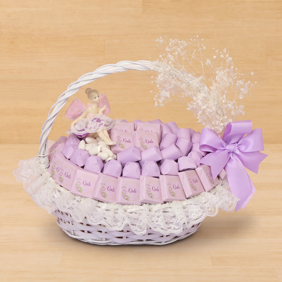 Baby girl ballerina & flower decorated chocolate medium basket