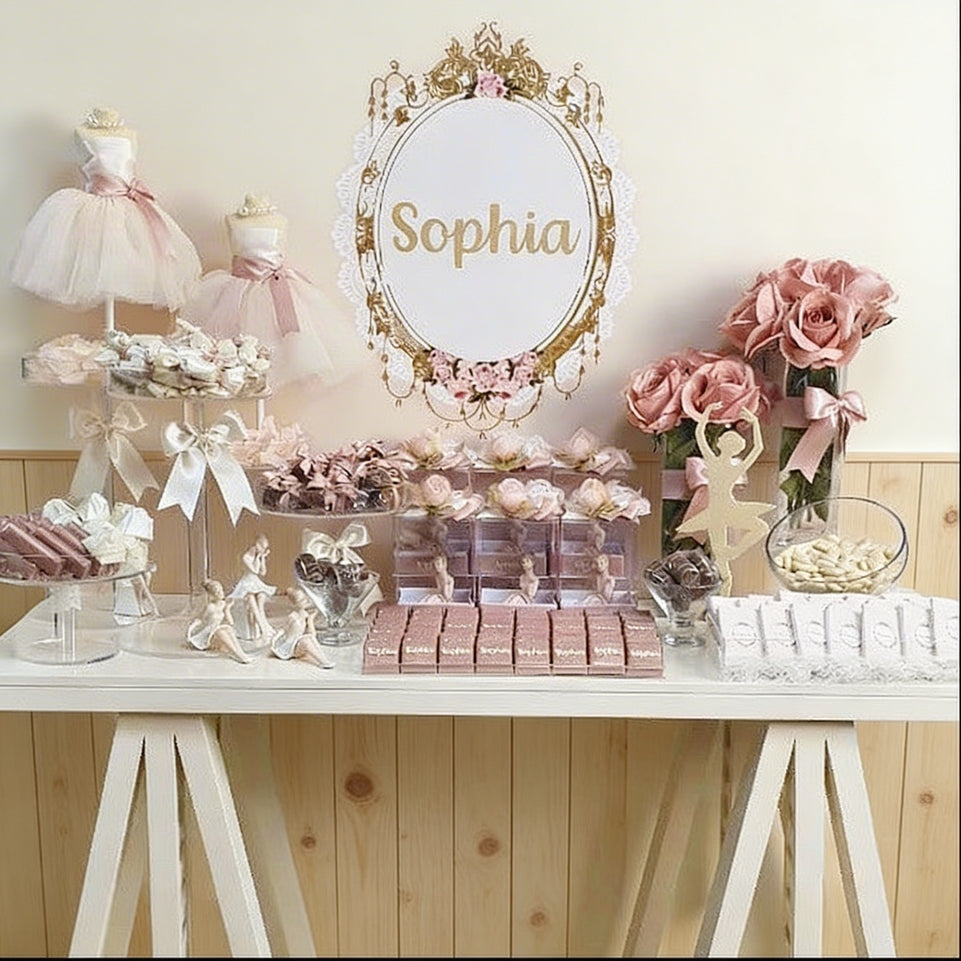Ballerina personalized baby table stand arrangement