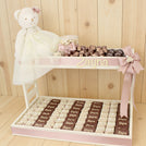 Baby girl personalized acrylic name & crochet decorated chocolate wood tray