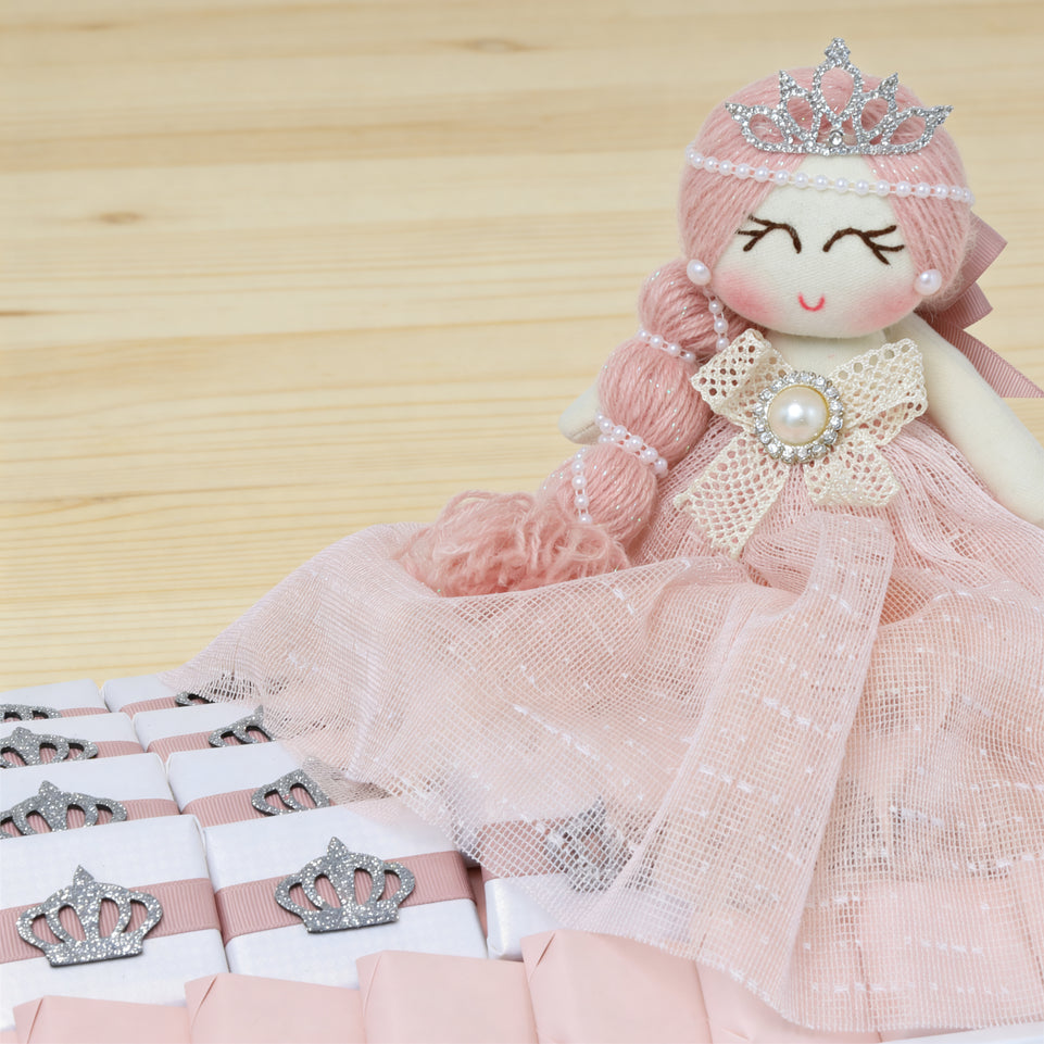 Baby girl princess toy decorated chocolate leather tray