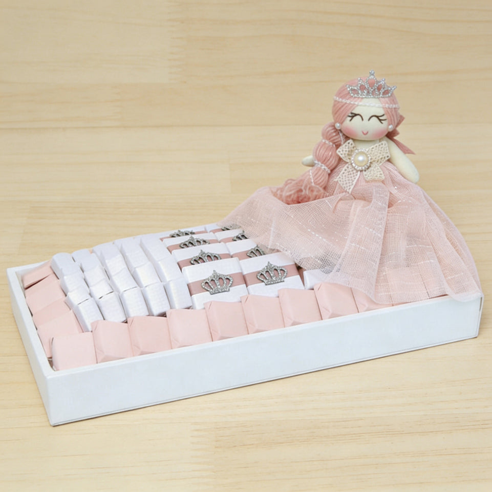 Baby girl princess toy decorated chocolate leather tray