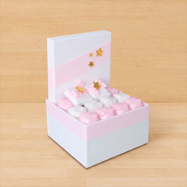 Baby girl acrylic gold star decorated chocolate small hamper