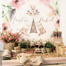 Rustic tribal baby girl decorated chocolate wood stand