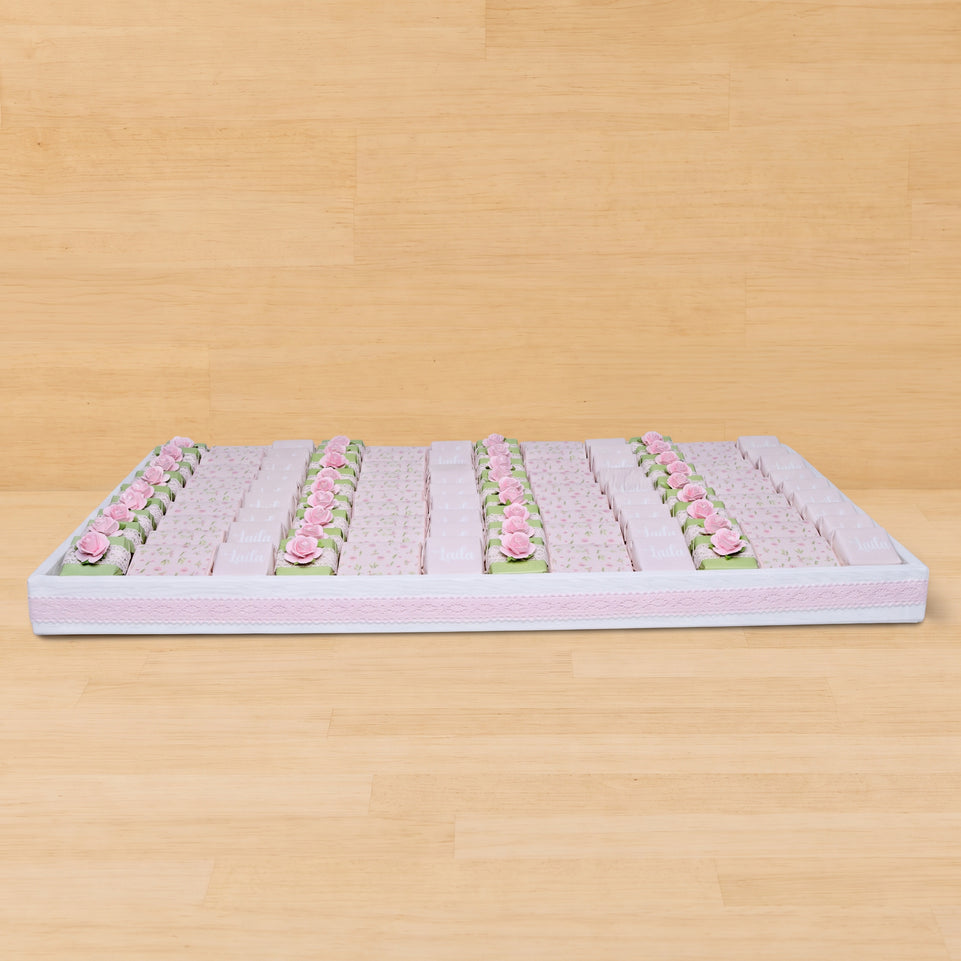 Baby girl personalized chocolate leather tray