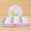 Baby girl personalized moon theme design chocolate leather tray