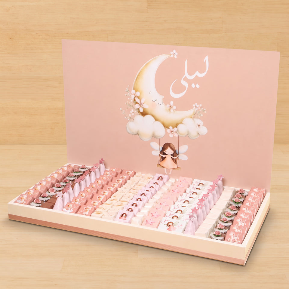 Baby Girl Fairy design premium chocolate large leather tray