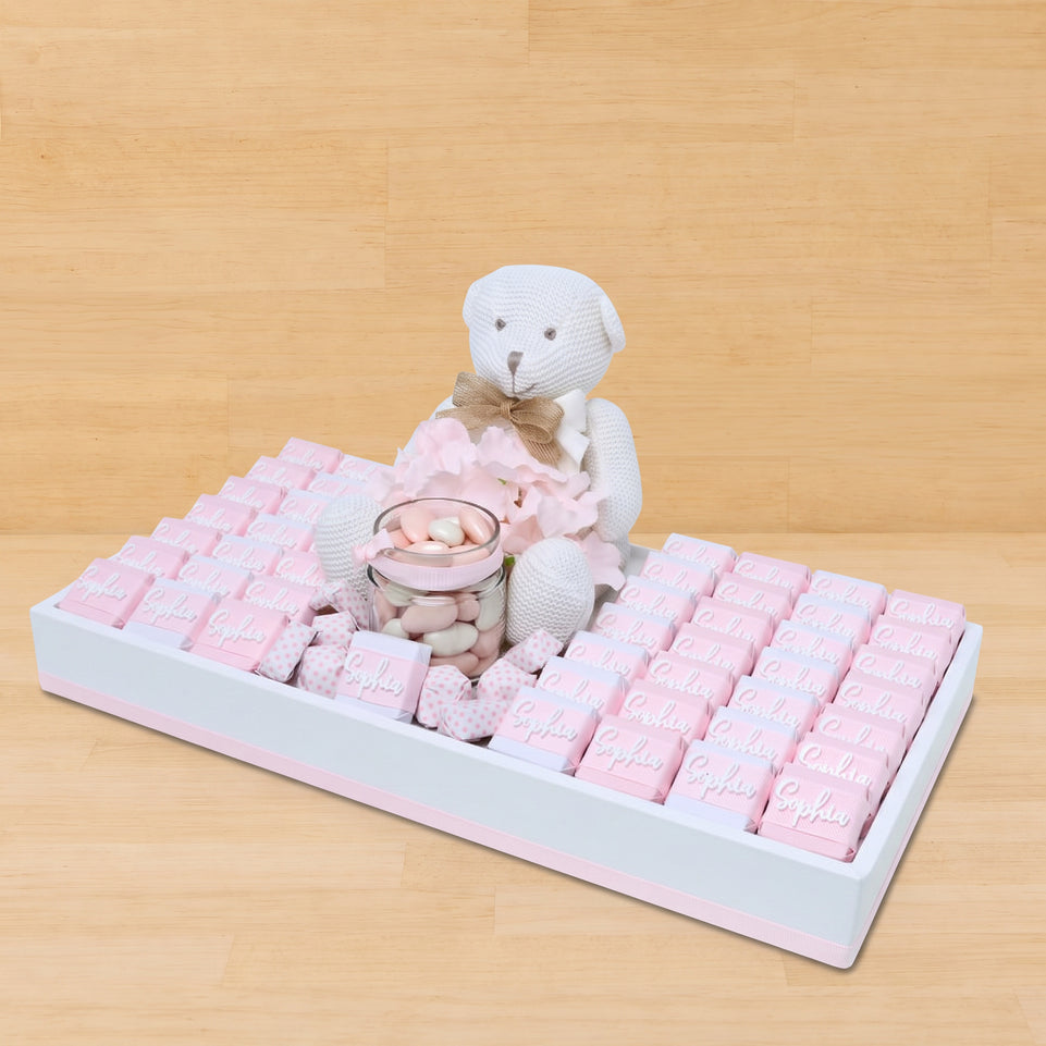 Baby girl personalized acrylic decorated chocolate leather tray