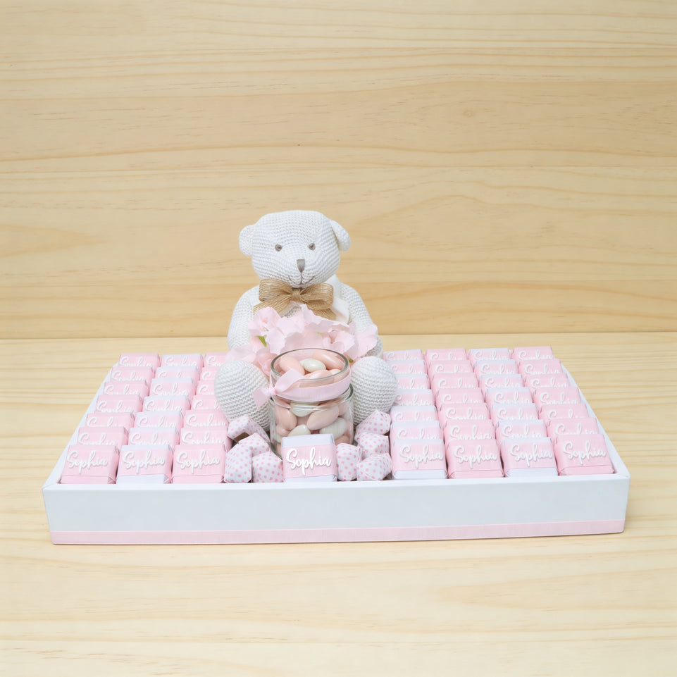 Baby girl personalized acrylic decorated chocolate leather tray