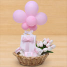 Baby girl balloon decorated chocolate basket