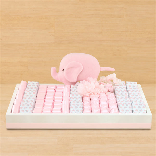 Baby girl elephant theme designed premium chocolate medium leather tray