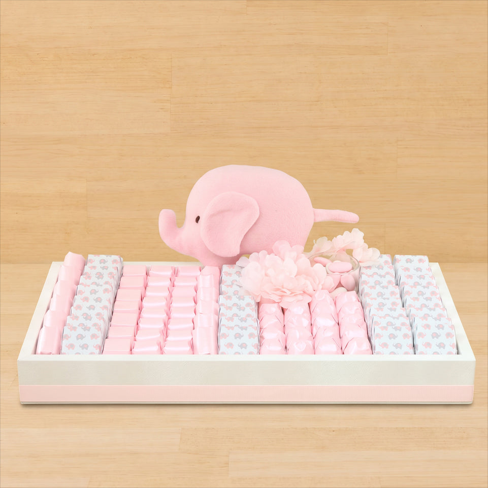 Baby girl elephant theme designed premium chocolate medium leather tray
