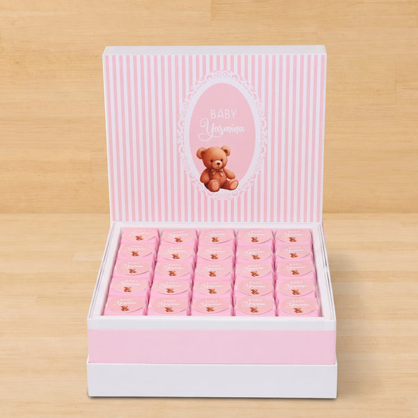Baby girl teddy designed personalized chocolate large hamper