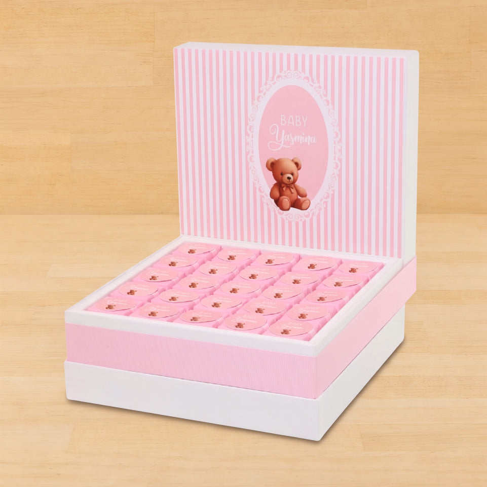 Baby girl teddy designed personalized chocolate large hamper