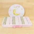 Baby girl personalized stars moon designed chocolate leather tray