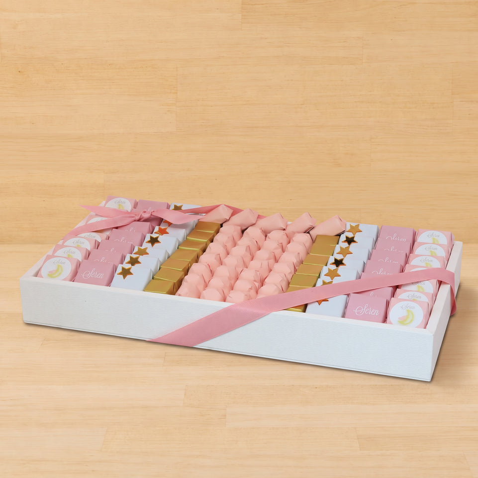Baby girl moon theme personalized designed chocolate medium leather tray