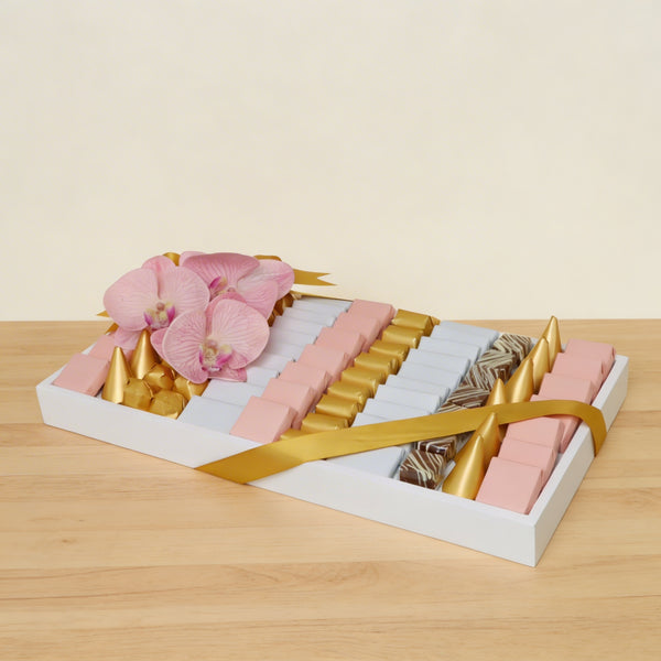 Flower decorated premium chocolate medium leather tray