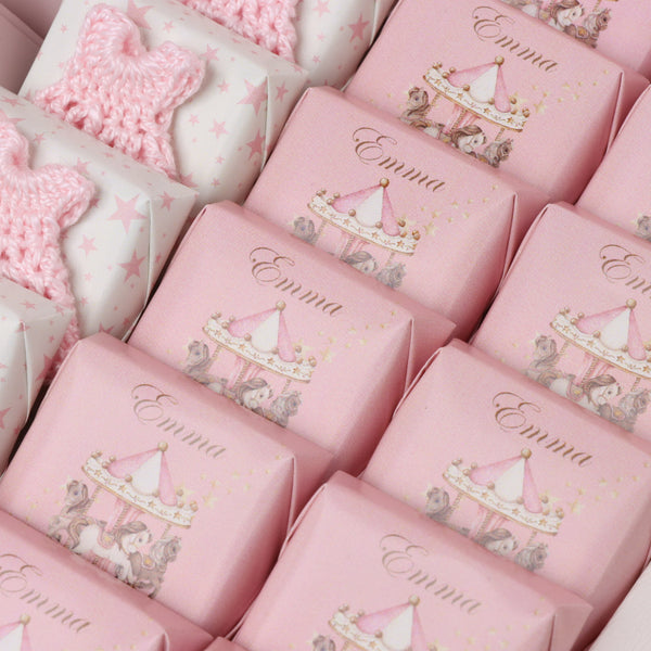 Baby Girl Carousel theme chocolate medium leather tray