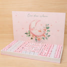 Baby Girl moon star designed chocolate large leather tray with personalized designed acrylic backdrop.