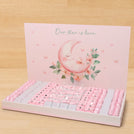 Baby Girl moon star designed chocolate large leather tray with personalized designed acrylic backdrop.