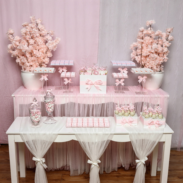 Cherry blossom designed baby chocolate full set up for rent.
