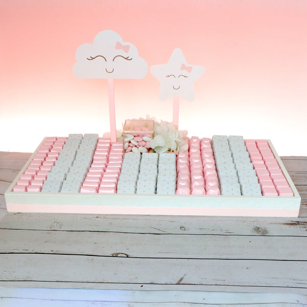 Baby Girl star cloud designed premium chocolate large leather tray