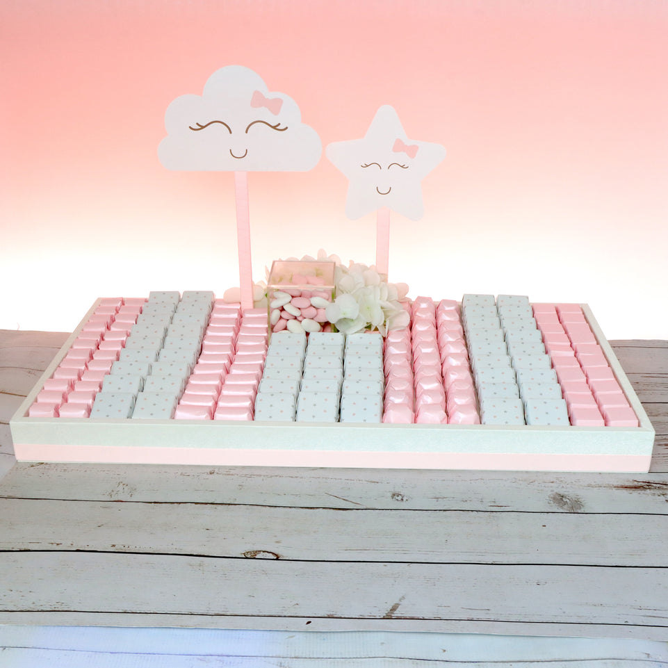 Baby Girl star cloud designed premium chocolate large leather tray