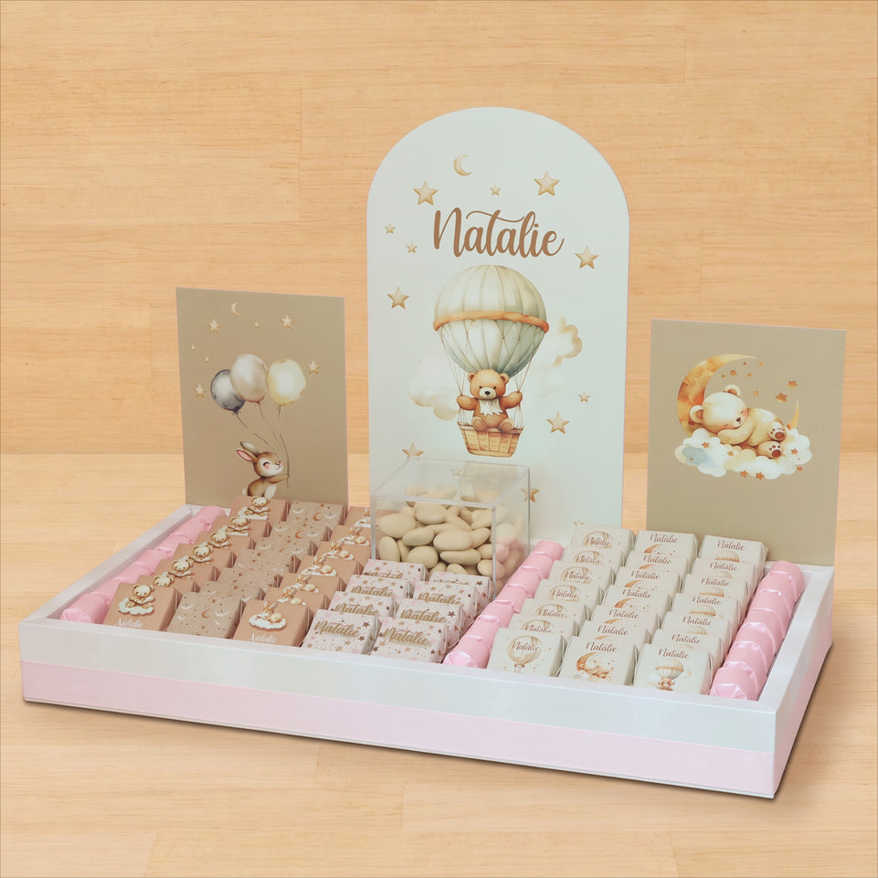 Baby Girl air balloon designed premium chocolate medium leather tray