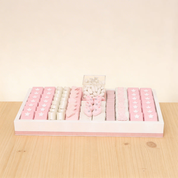 Baby girl crochet decorated premium chocolate medium leather tray