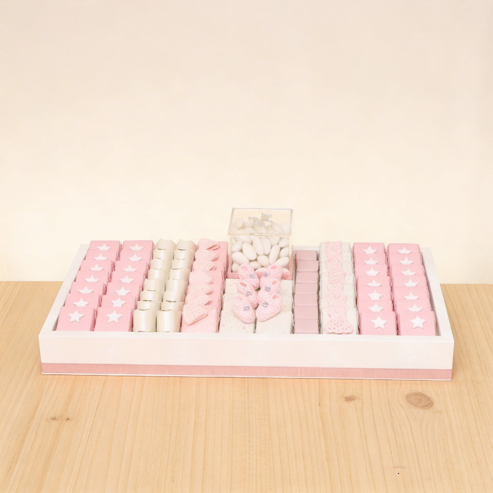 Baby girl crochet decorated premium chocolate medium leather tray