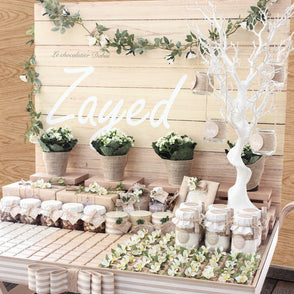 Baby rustic theme chocolate wood stand