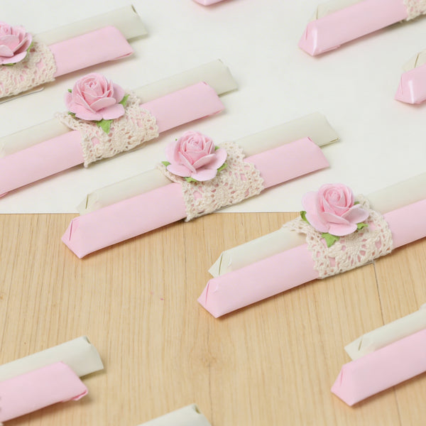 Set of 20 crochet ribbon & flower decorated loose chocolate stick set