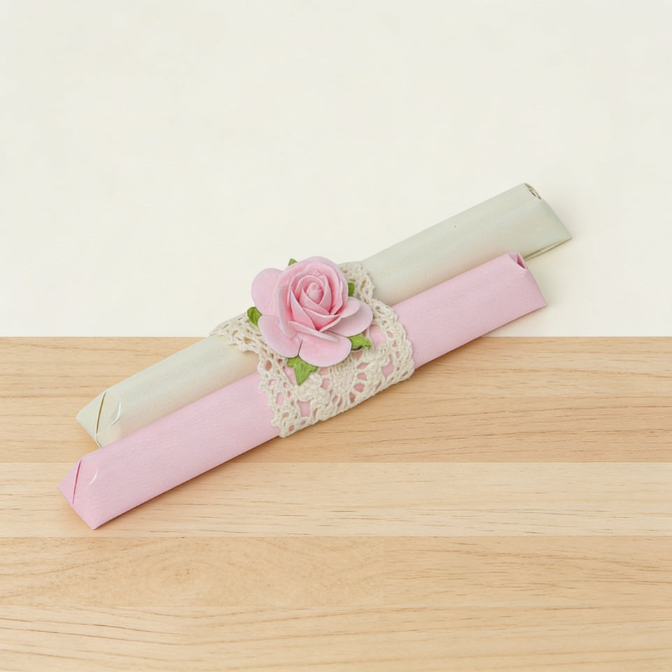 Set of 20 crochet ribbon & flower decorated loose chocolate stick set