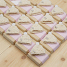 Handmade crochet hat decorated chocolate