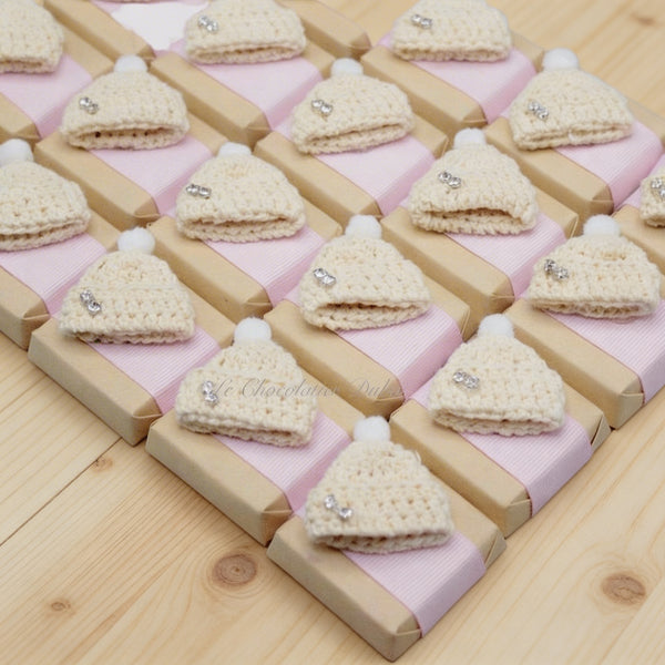 Handmade crochet hat decorated chocolate