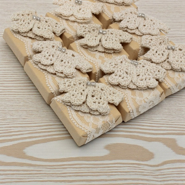 Set of 20 Rustic crochet jacket decorated loose chocolate