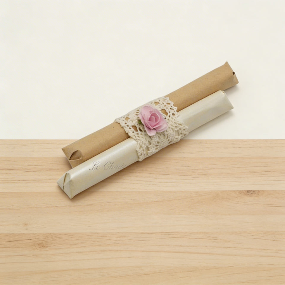 Set of crochet ribbon & flower decorated loose chocolate stick set