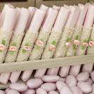 Crochet ribbon flower decorated loose chocolate stick