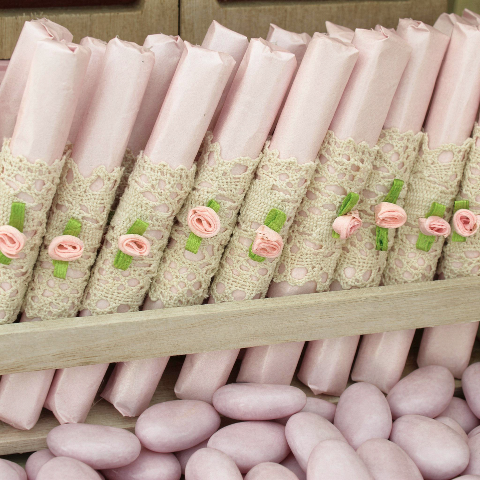 Crochet ribbon flower decorated loose chocolate stick