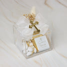 Set of 20 Baby baptism chocolate & almond dragees acrylic hard box
