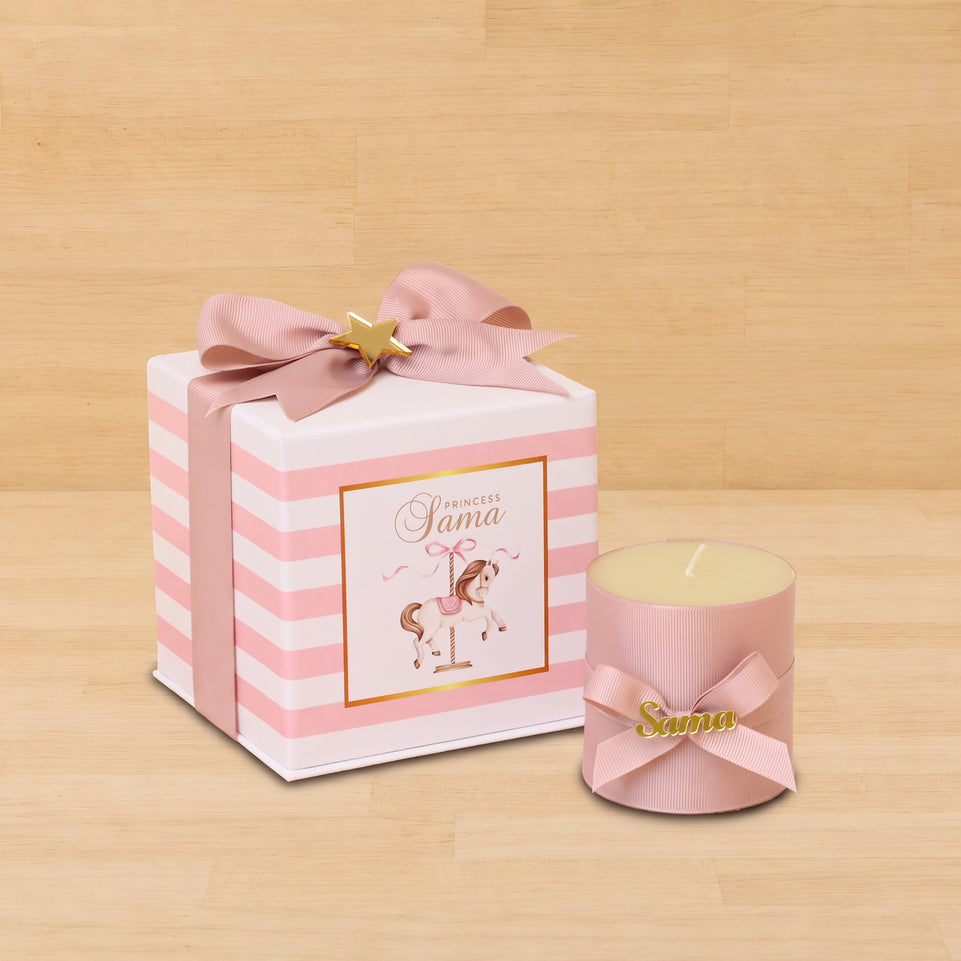 Set of 20 Baby carousel theme acrylic decorated candle hard box