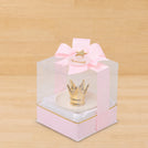 Set of 20 Welcome baby personalized ceramic crown holder clear box