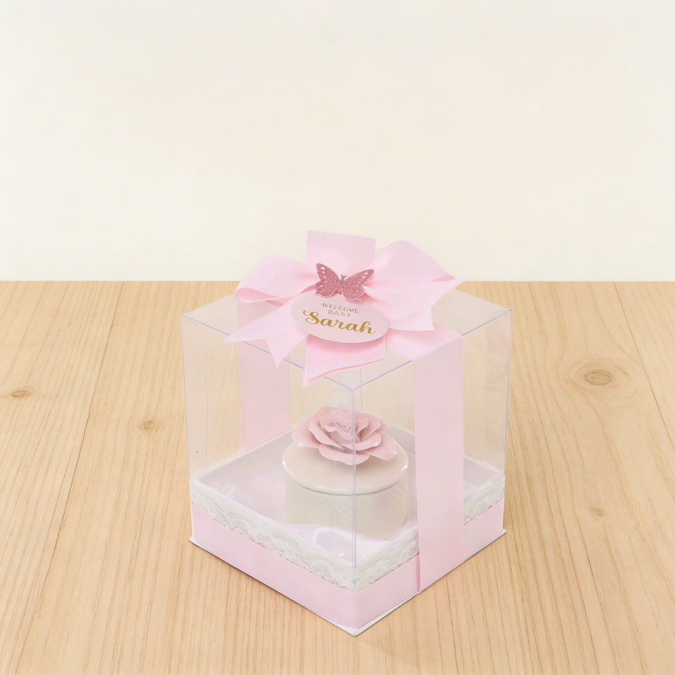 Set of 20 boxes baby girl rose flower trinket box giveaway