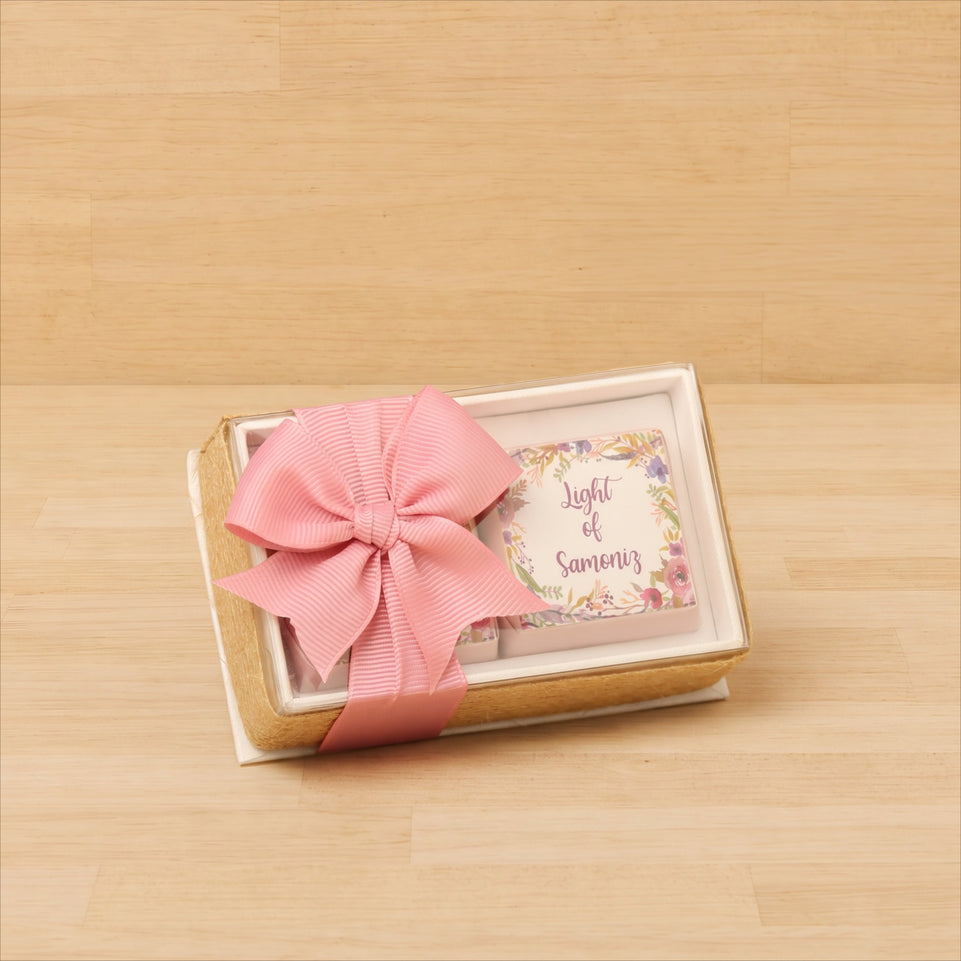 Set of 20 Baby Girl Personalized chocolate view top box