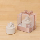 Set of 20 Baby girl ceramic angel trinket decorated chocolate clear box