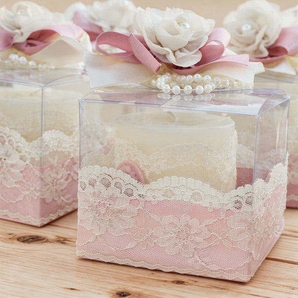 Set of 20 Baby decorated candle clear box