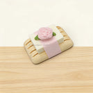 Crochet decorated natural olive oil soap with a pine wood dish