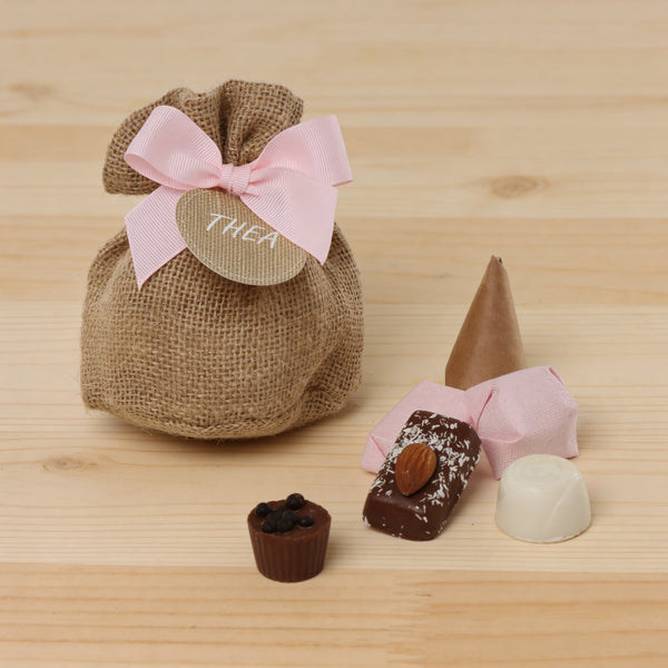 Set of 20 Baby rustic chocolate jute bag