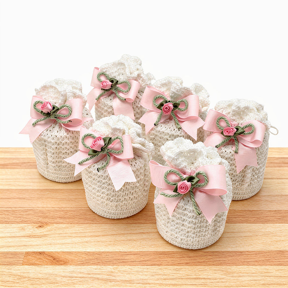 Set of 20 Baby decorated candle crochet bag